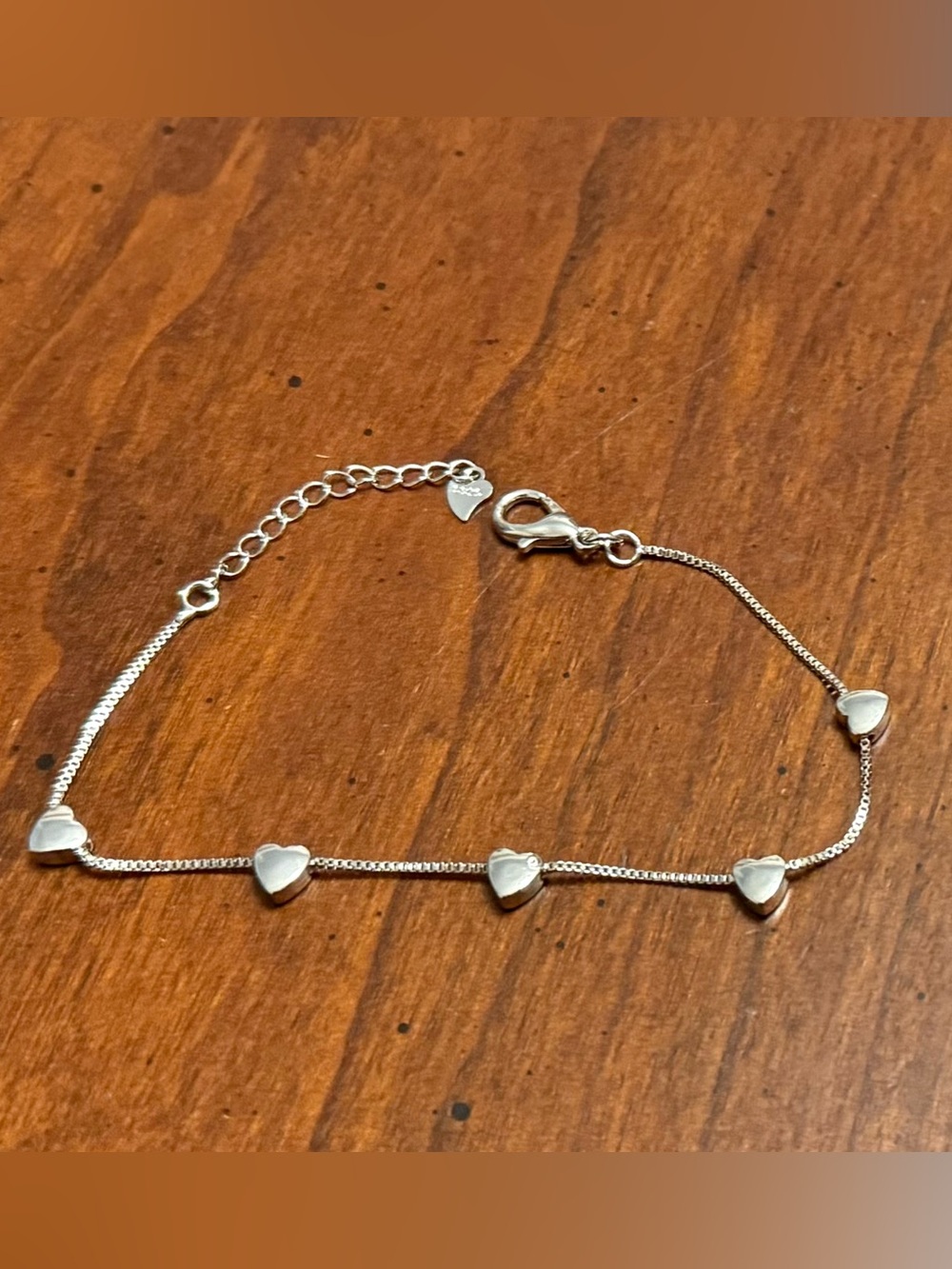 925 Sterling Silver Heart Station Bracelet for Women - Elegant Heart Link Design